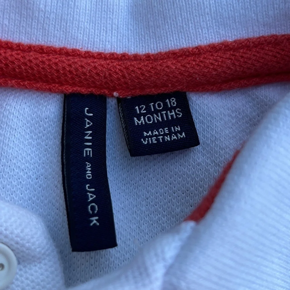 Janie And Jack Size 12-18 Months Anchor Colorblock Polo T-shirt